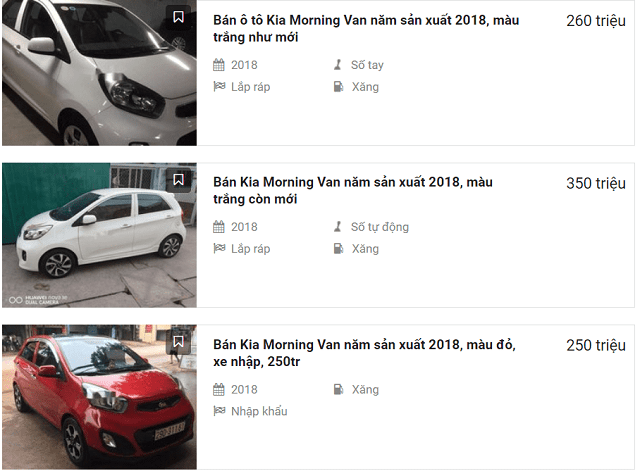 Giá xe Kia Morning Van 2018 