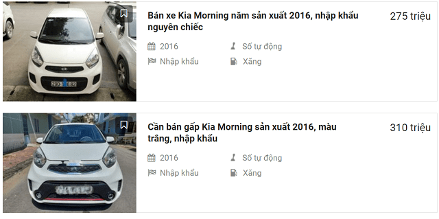 Kia Morning 2016 nhập khẩu được rao bán trên nhiều diễn đàn