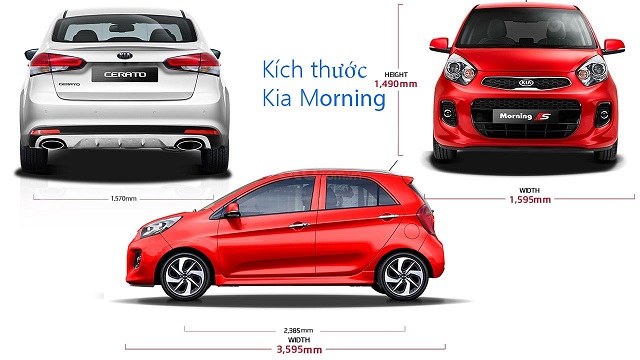 Kích thước xe Kia Morning nhỏ gọn so với nhiều dòng xe khác